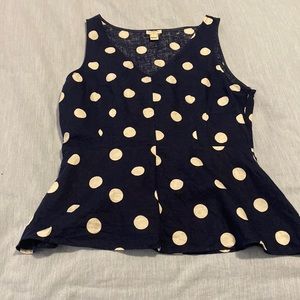 JCrew Factory linen polka dot peplum tank